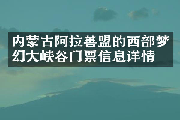 内蒙古阿拉善盟的西部梦幻大峡谷门票信息详情
