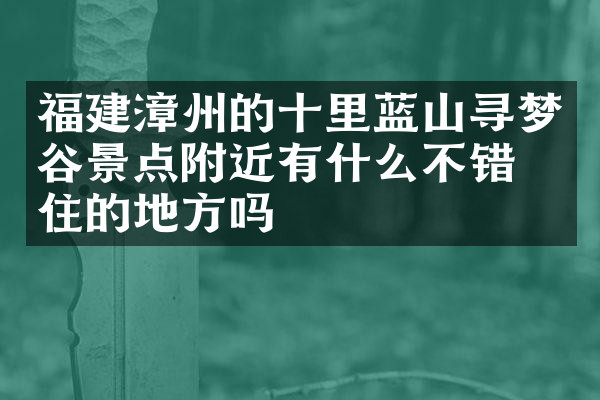 福建漳州的十里蓝山寻梦谷景点附近有什么不错的住的地方吗