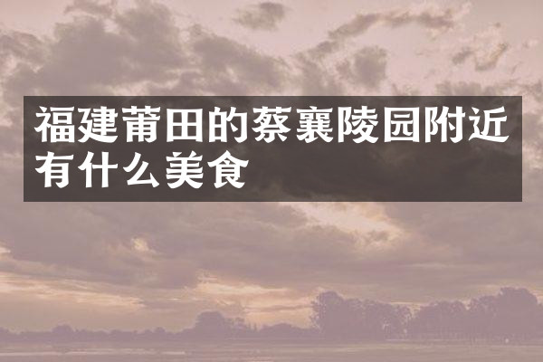 福建莆田的蔡襄陵园附近有什么美食