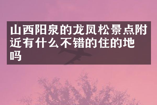 山西阳泉的龙凤松景点附近有什么不错的住的地方吗
