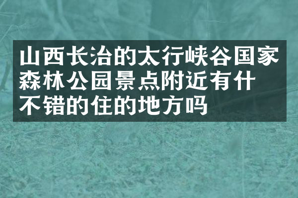 山西长治的太行峡谷国家森林公园景点附近有什么不错的住的地方吗