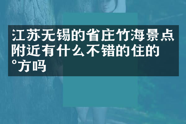 江苏无锡的省庄竹海景点附近有什么不错的住的地方吗
