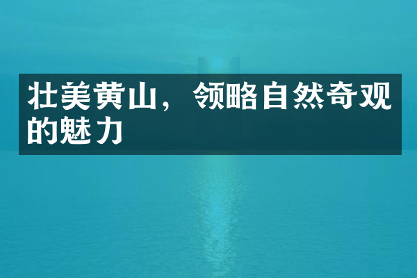 壮美黄山，领略自然奇观的魅力