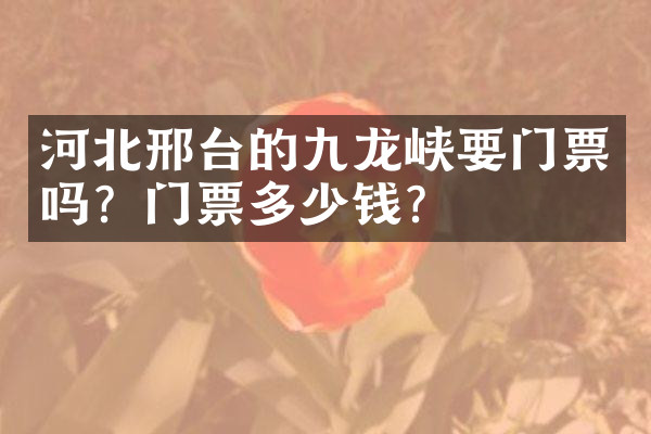 河北邢台的九龙峡要门票吗？门票多少钱？