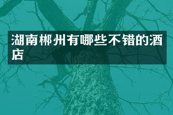 湖南郴州有哪些不错的酒店