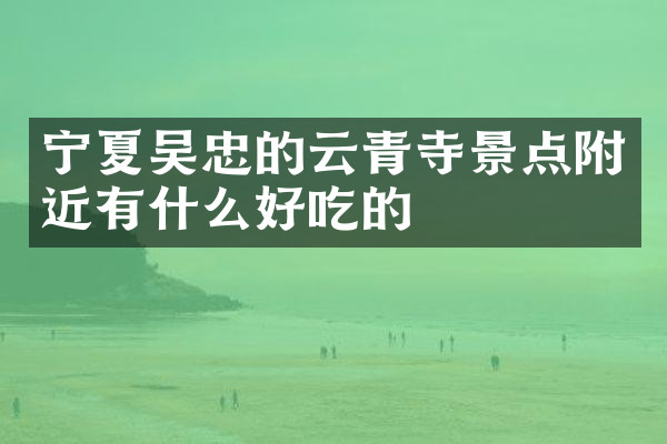 宁夏吴忠的云青寺景点附近有什么好吃的
