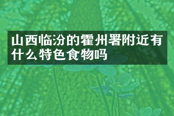 山西临汾的霍州署附近有什么特色食物吗