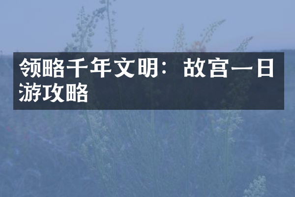 领略千年文明：故宫一日游攻略