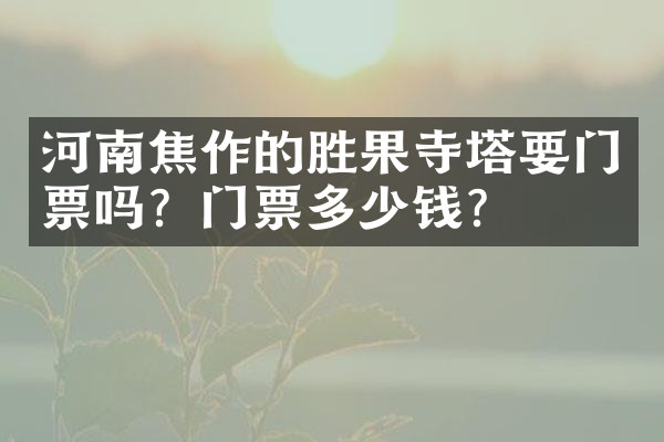 河南焦作的胜果寺塔要门票吗？门票多少钱？