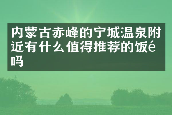 内蒙古赤峰的宁城温泉附近有什么值得推荐的饭馆吗