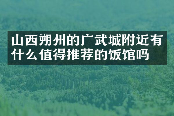 山西朔州的广武城附近有什么值得推荐的饭馆吗