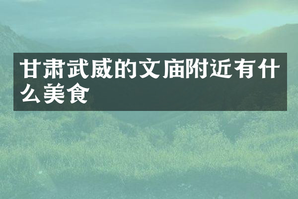 甘肃武威的文庙附近有什么美食